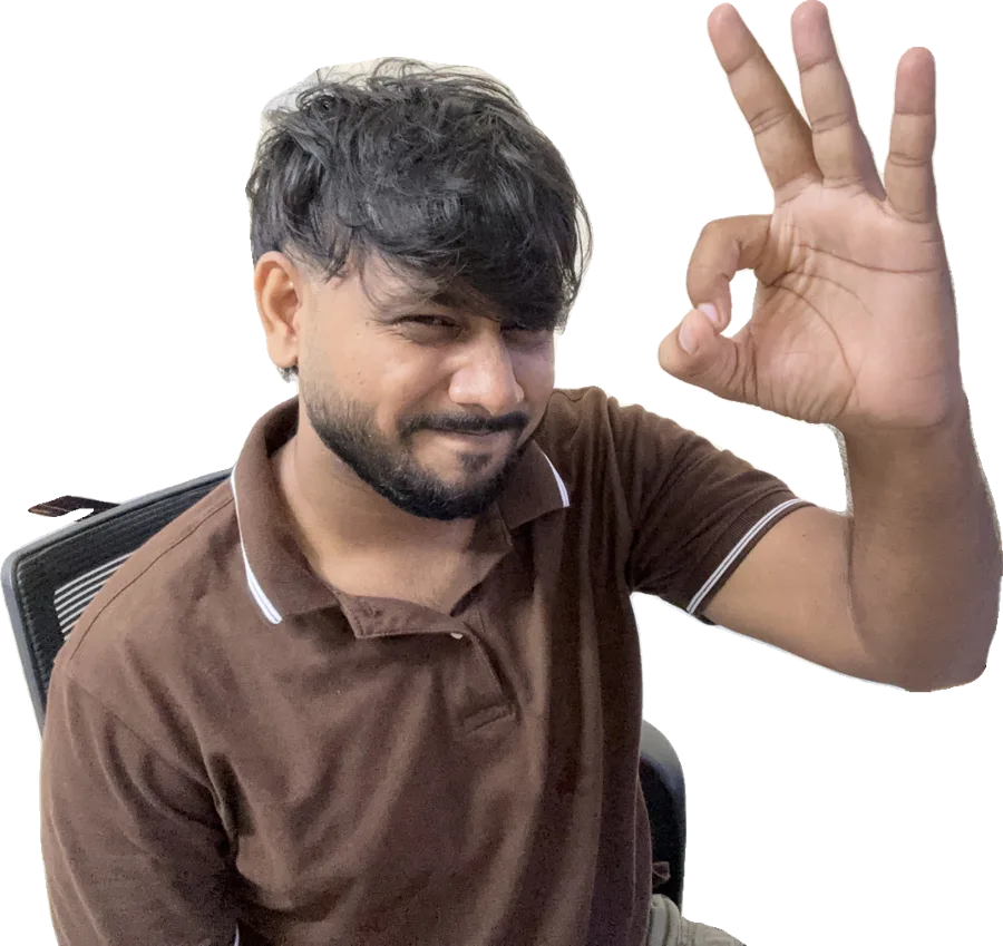 Geeky Babuaa giving an OK sign